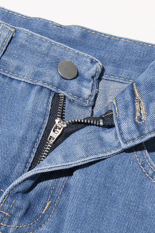 Lace-Detail Wide-Leg Denim Jeans