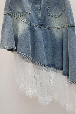 Stylish Asymmetrical Denim Skirt