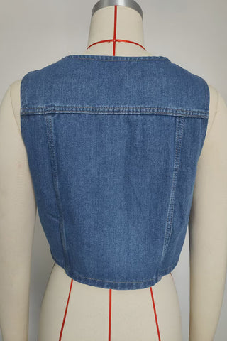 Button-Front Denim Vest