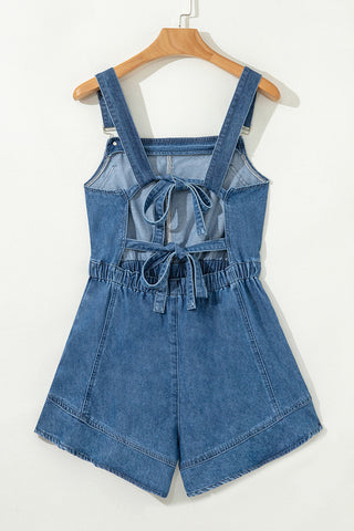 Denim Overall Romper with Adjustable Straps
