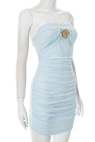 Strapless Ruched Casual Dress