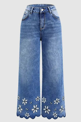 Floral Wide-Leg Jeans