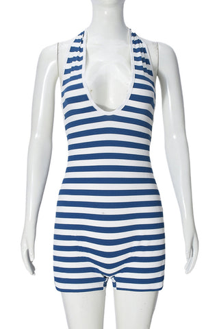 Striped Halter Neck Romper