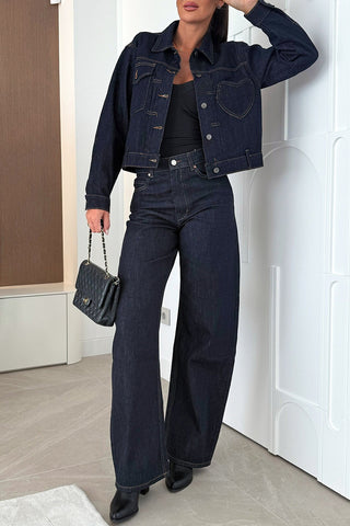 Button-Up Denim Jacket with Pockets