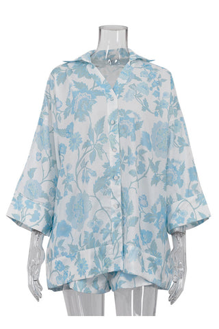 Floral Pattern Short Set with Belt