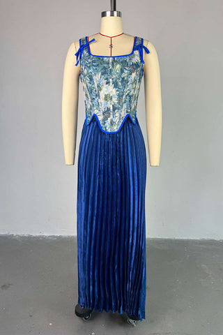Floral Corset and Pleated Skirt Set