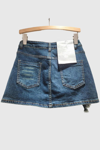 Embellished Denim Mini Skirt
