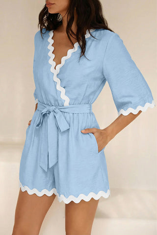 Scalloped Trim Wrap Romper