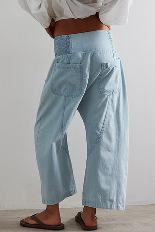 Relaxed-Fit Tie-Waist Denim Pants