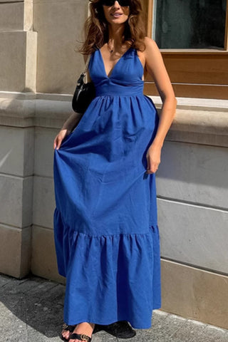 V-Neck Long Casual Dress