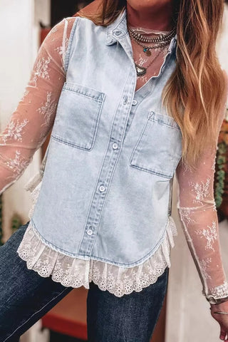 Button-Front Sleeveless Denim Vest
