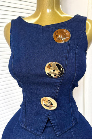 Asymmetric Button Pants Set