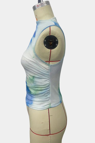 High-Neck Tie-Dye Tank Top