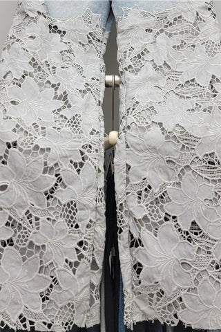 Lace-Trim Wide Leg Jeans