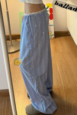 Striped Drawstring Casual Pants