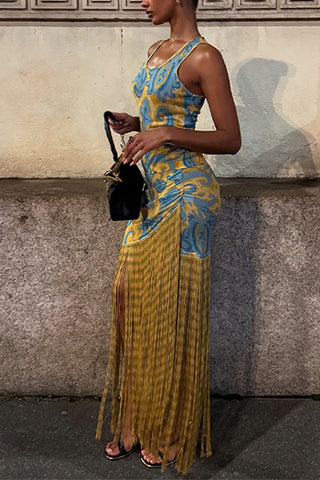 Baroque Print Bodycon Dress