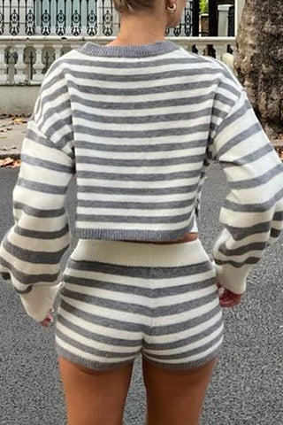 Striped Knit Short Set