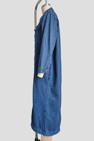 Long Denim Jacket With Button Details