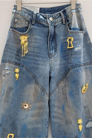 Embellished Barrel Jeans