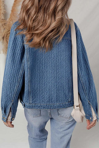 Double Flap Pocket Textured Button Down Jacket