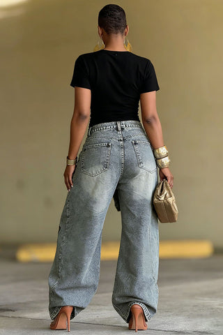 Star-Embellished Straight-Leg Jeans