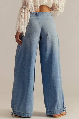 Elastic-Cuff Straight Denim Jeans
