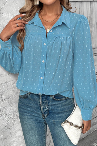 Button-Up Textured Blouse