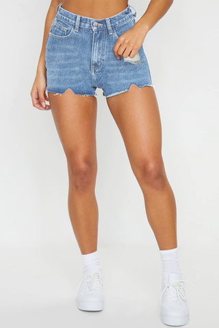 Distressed High-Waisted Denim Shorts