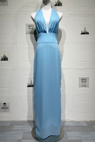 Polka Dot Halter Evening Dress