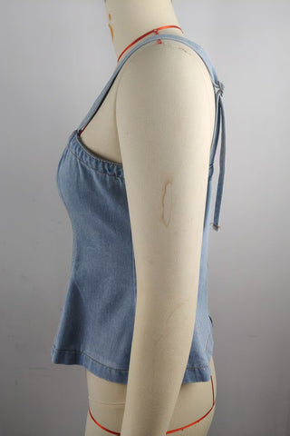 Denim Tank Top with Square Neckline