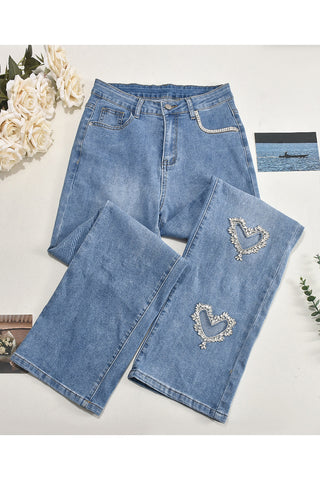 Heart Patch Flare Jeans
