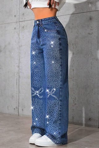 Starry Pattern Straight-Leg Jeans