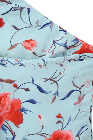 Fringe Hem Floral Asymmetric Dress