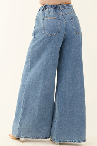 Wide-Leg Casual Denim Pants