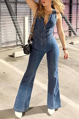 Heart Cutout Denim Jumpsuit