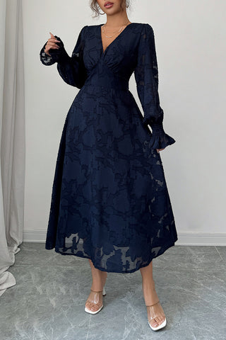 Elegant Midi Dress with Intricate Design