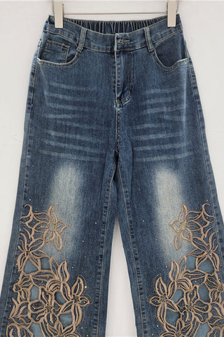 Floral Straight-Leg Jeans