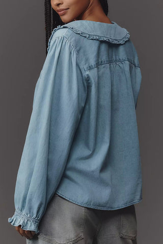 Button-Front Collared Blouse