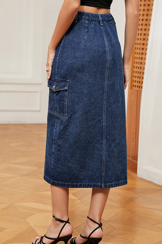 Button-Down Skirt with Slit