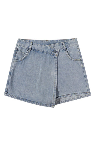 Asymmetric Wrap Denim Skirt