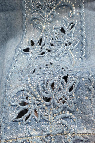 Floral Embellished Straight Jeans