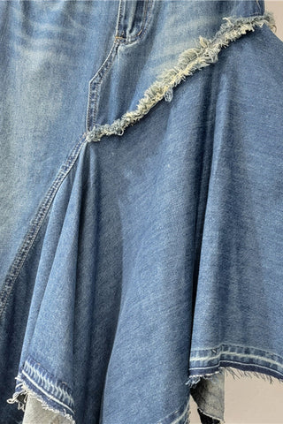 Asymmetrical Hem Denim Skirt