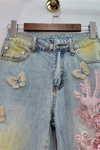 Floral Denim Shorts