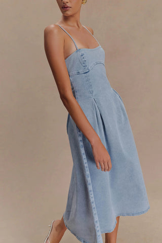 Sleeveless Denim Midi Dress