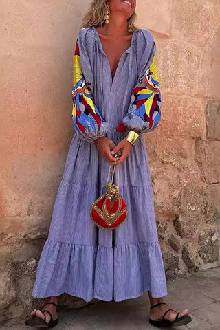 Printed Long Sleeve Maxi Dress