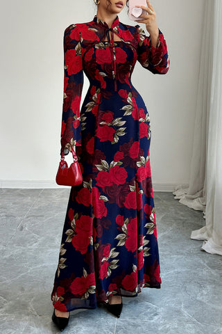 Floral Maxi Dress with Bell Sleeves