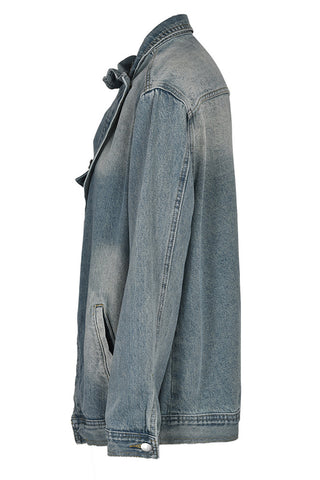 Asymmetric Button Denim Jacket