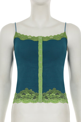 Lace-Trim Button-Front Camisole