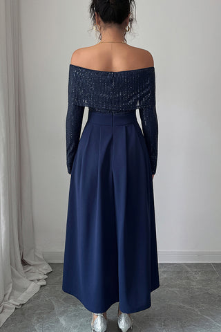 Off-Shoulder A-Line Midi Dress