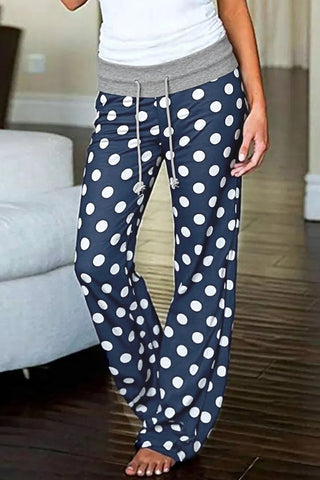 Polka Dot Lounge Pants with Drawstring Waist
